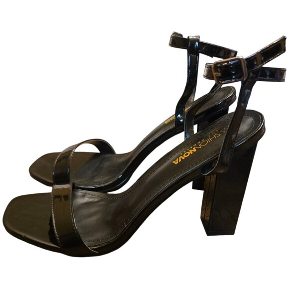 FASHION NOVA Black Block heel Ankle Strap sz 10 - Picture 5 of 8